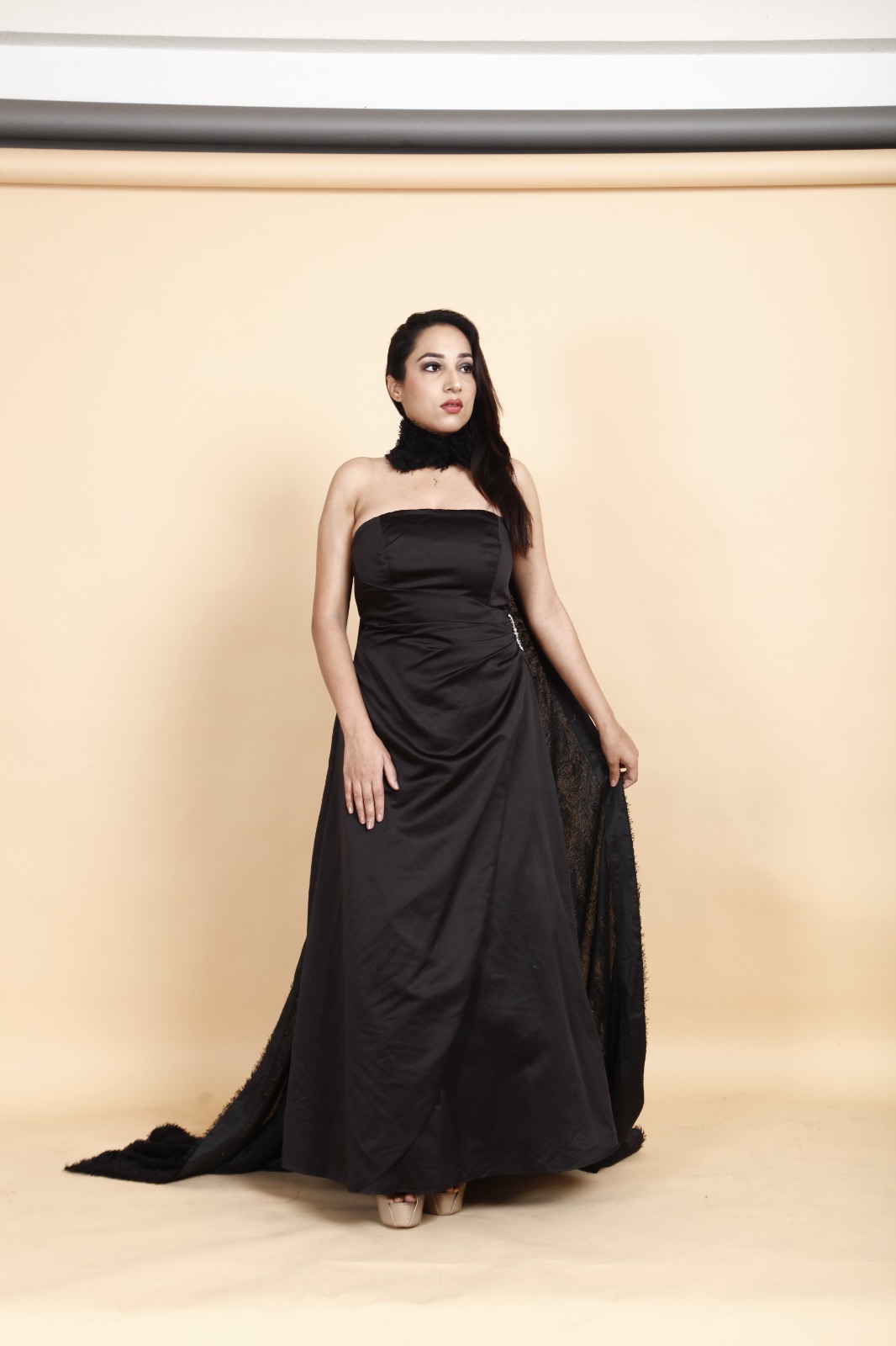 Elegant Black Strapless Evening Gown
