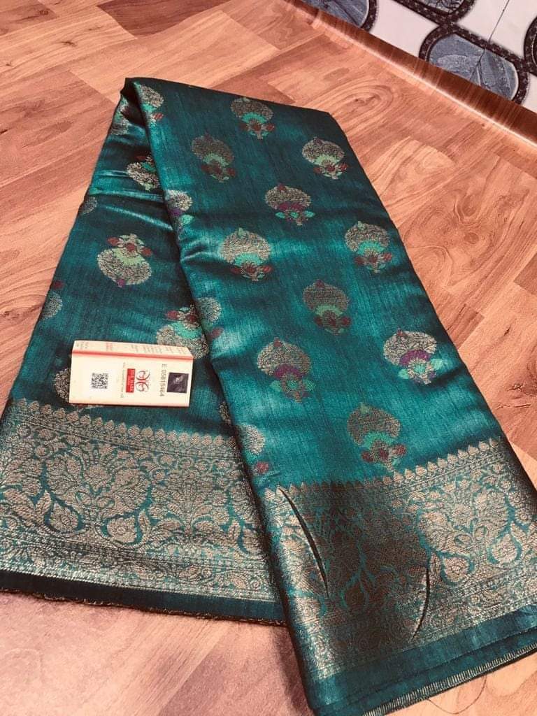 Pure Handloom Tassar Munga Silk Banarasi Saree