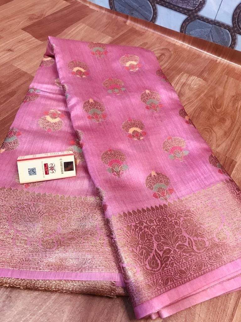 Pure Handloom Tassar Munga Silk Banarasi Saree