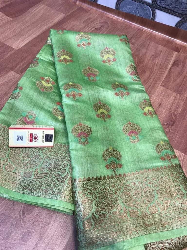 Pure Handloom Tassar Munga Silk Banarasi Saree