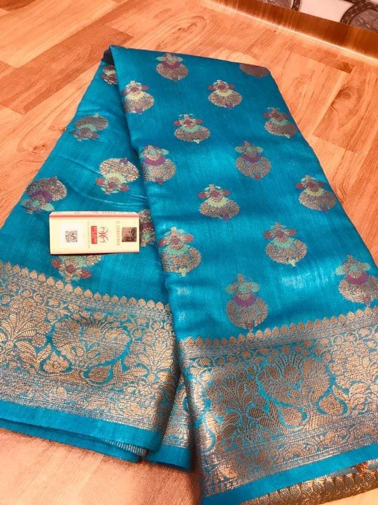 Pure Handloom Tassar Munga Silk Banarasi Saree