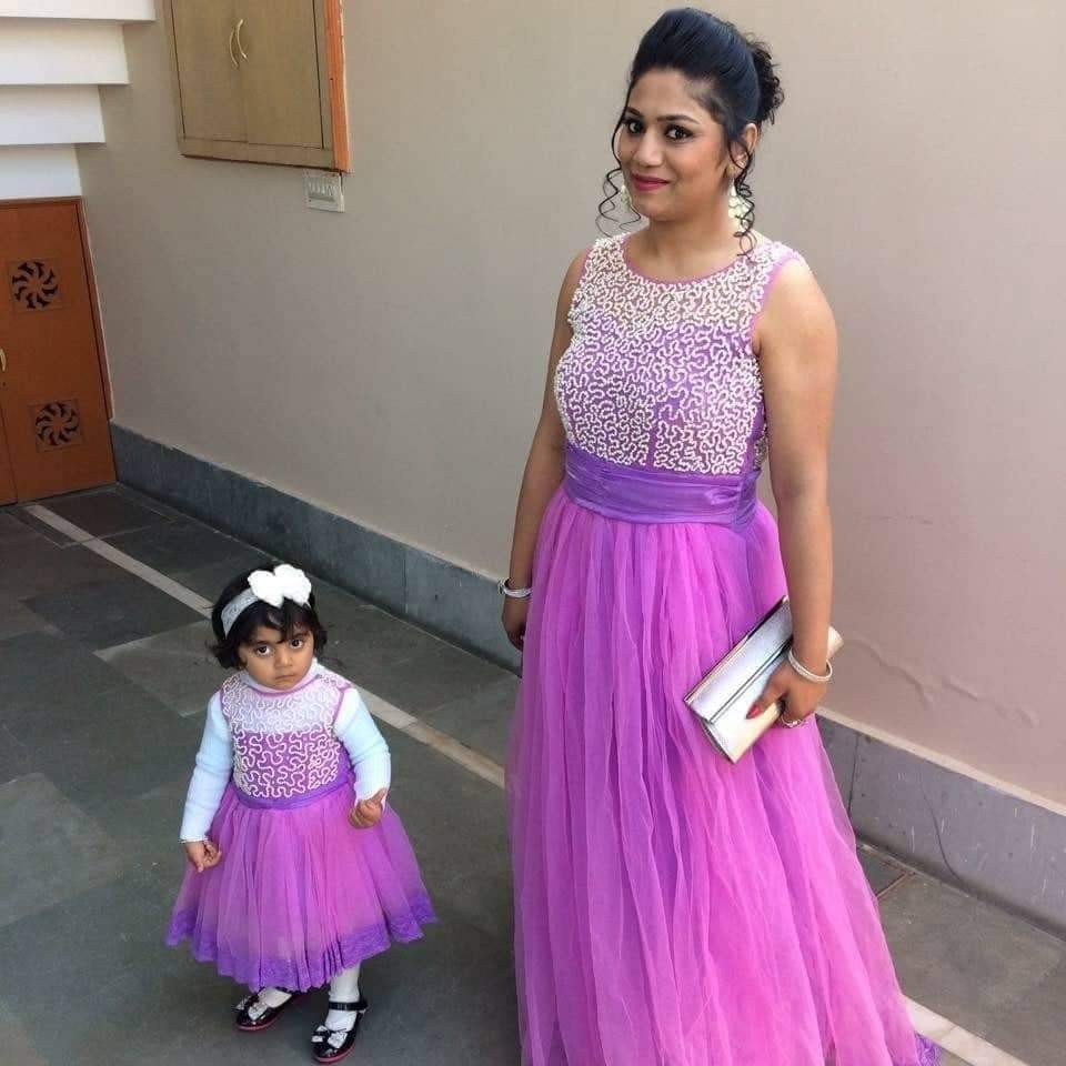 Mom & Daughter Matching Party Gown Set � Plum Purple