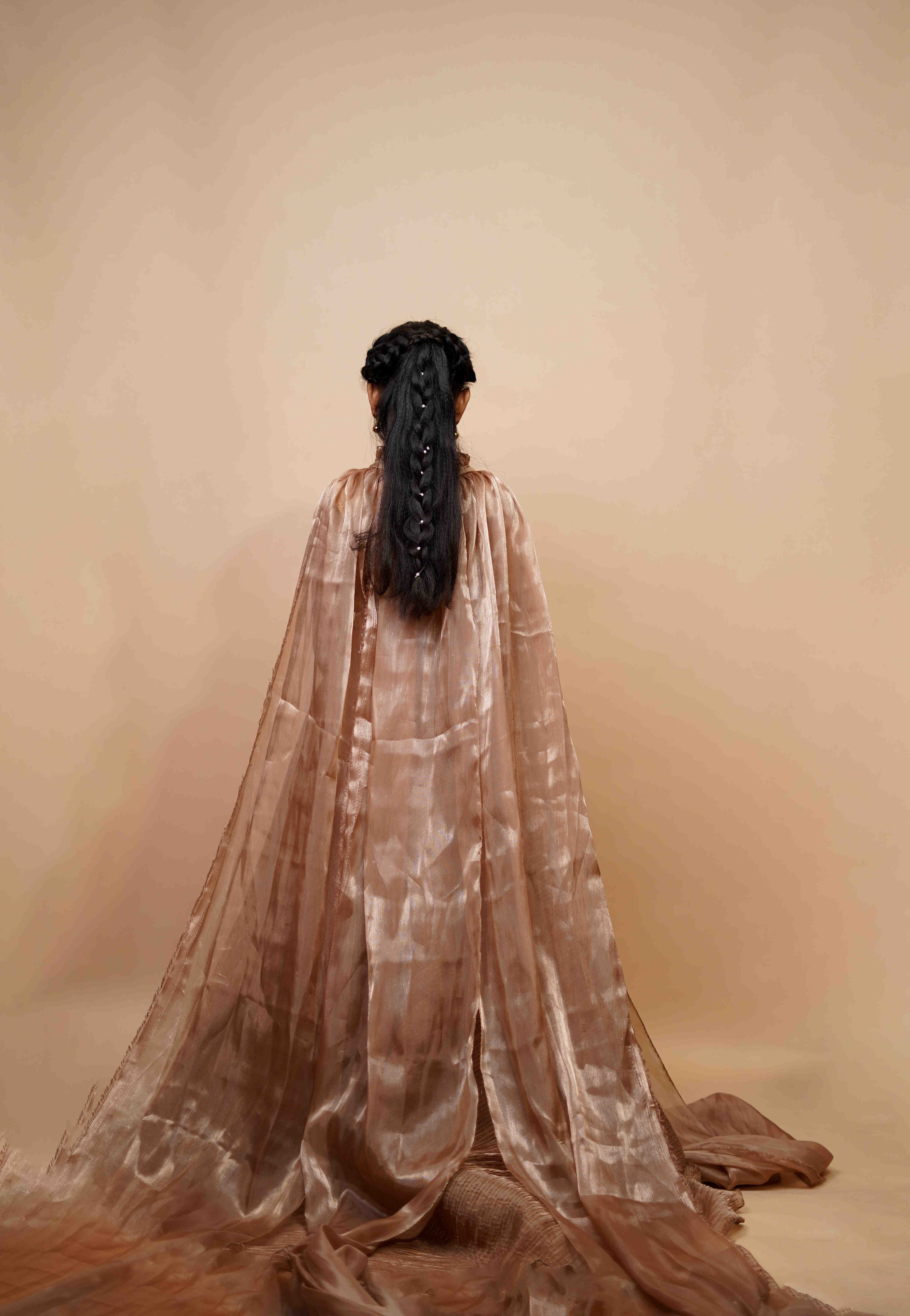 Designer Golden Beige Party Gown for Girls