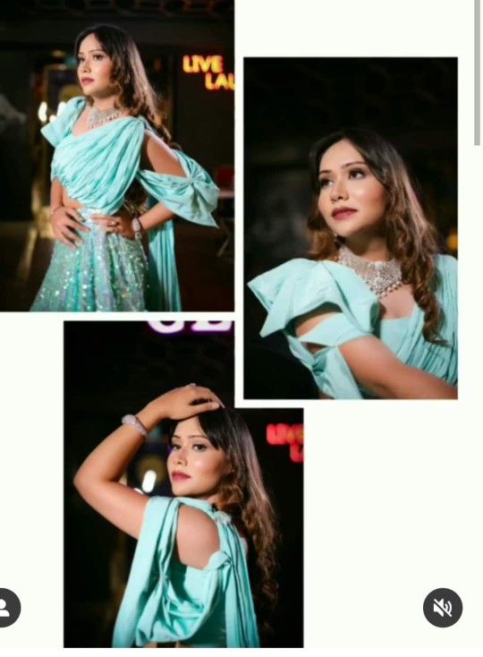 Designer Aqua Blue Sequin Lehenga Choli with Draped Sleeve Blouse