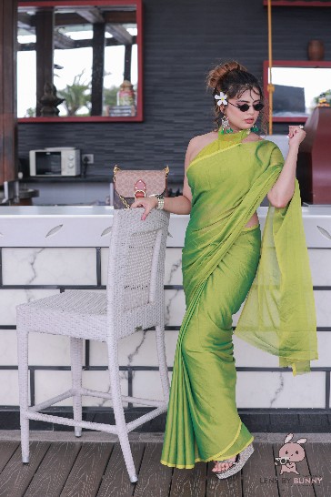 Elegant Lime Green Party Wear Saree