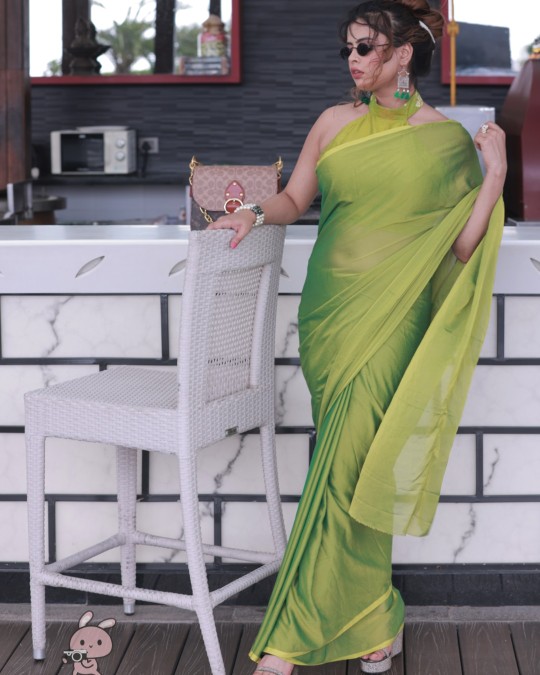 Elegant Lime Green Party Wear Saree