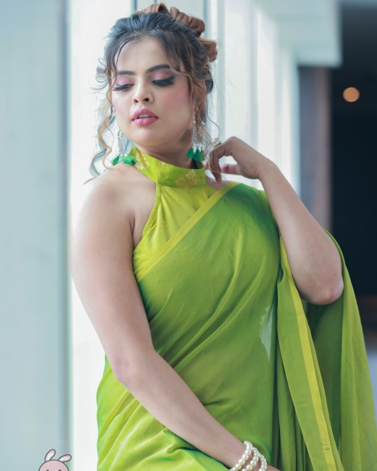 Elegant Lime Green Party Wear Saree