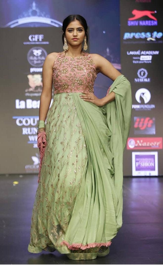Designer Embroidered Pink & Pastel Green Lehenga Set