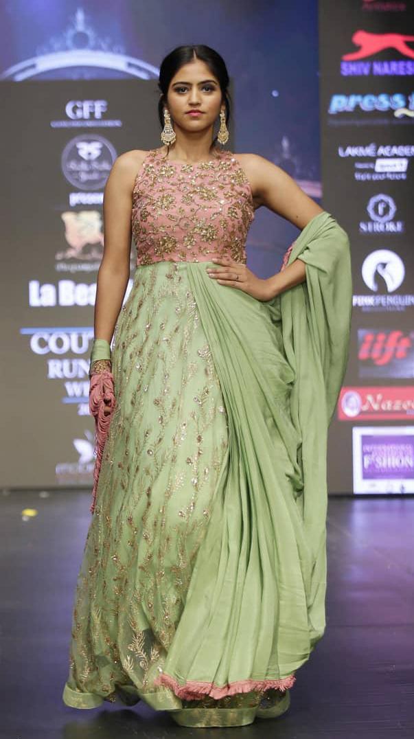 Designer Embroidered Pink & Pastel Green Lehenga Set