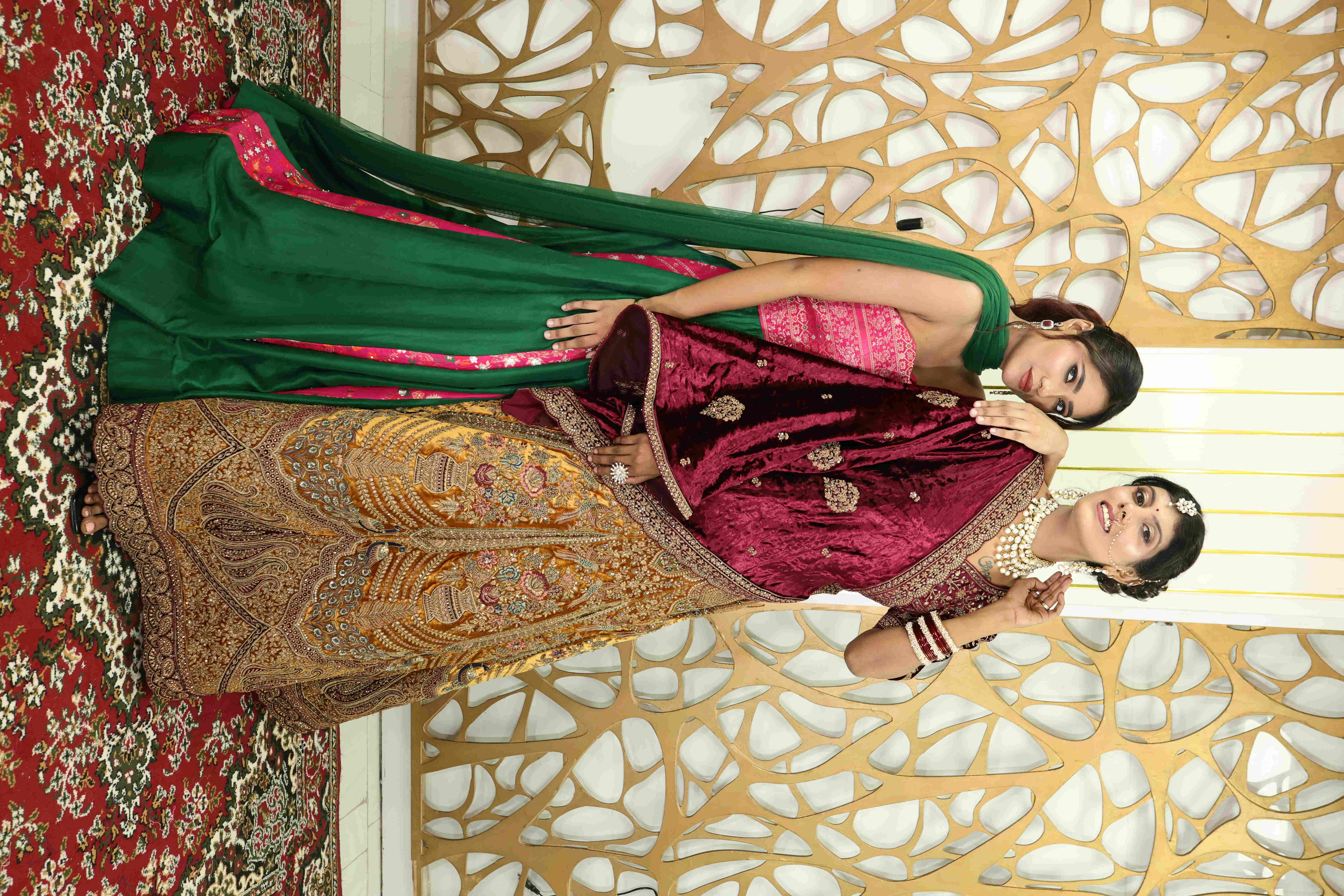Designer Bridal Lehenga with Velvet Dupatta & Embroidered Lehenga Skirt