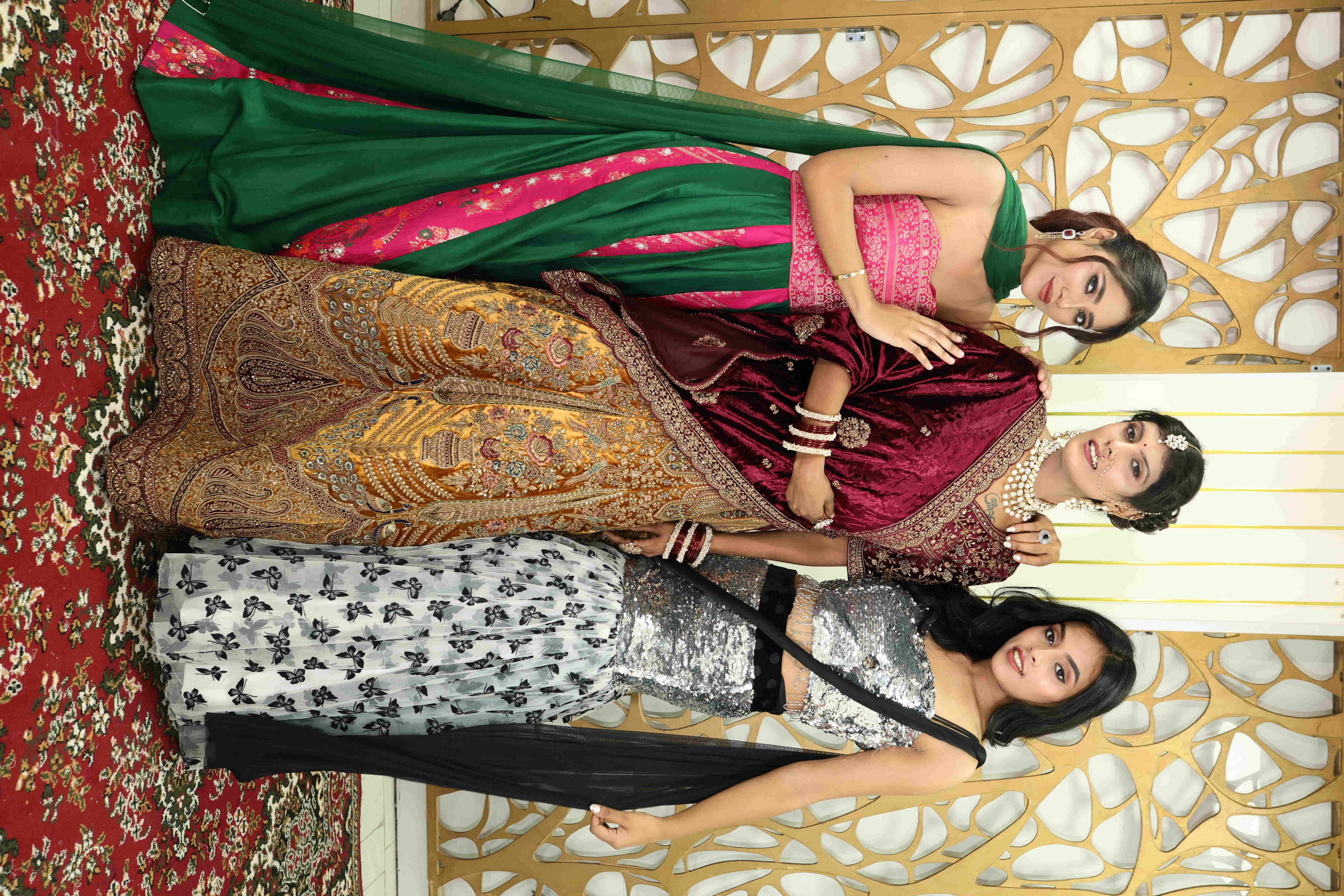 Designer Bridal Lehenga with Velvet Dupatta & Embroidered Lehenga Skirt