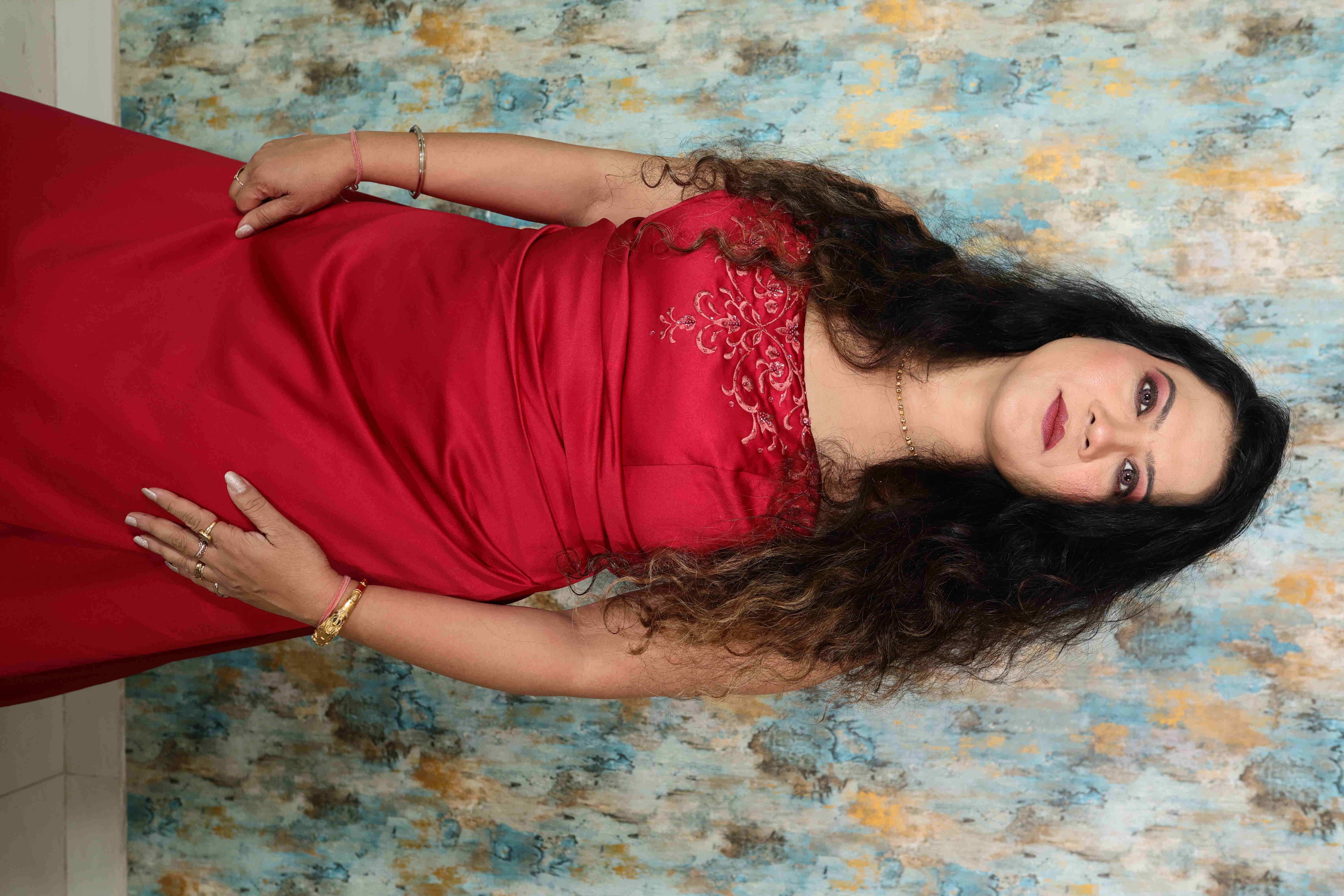 Elegant Red Satin Evening Gown